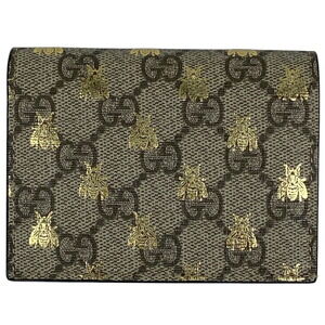 Gucci GG Supreme Bee Bifold Wallet Canvas Beige Black